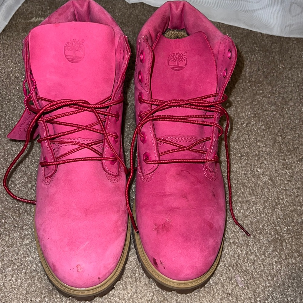 Timberland Leather Lace Up Hot Pink Ankle